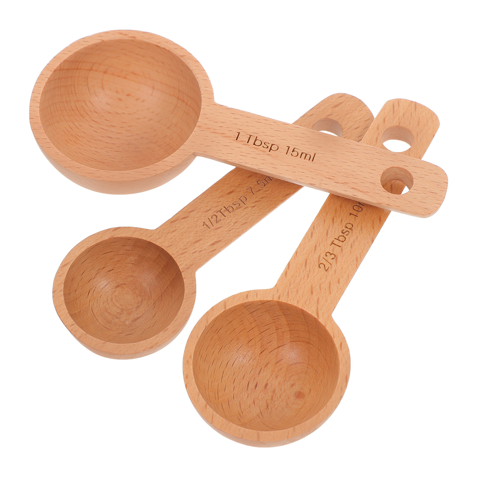 Coffee Tea And Bean Leaf - 3Pcs Wooden Measuring Spoons Set Ergonomic