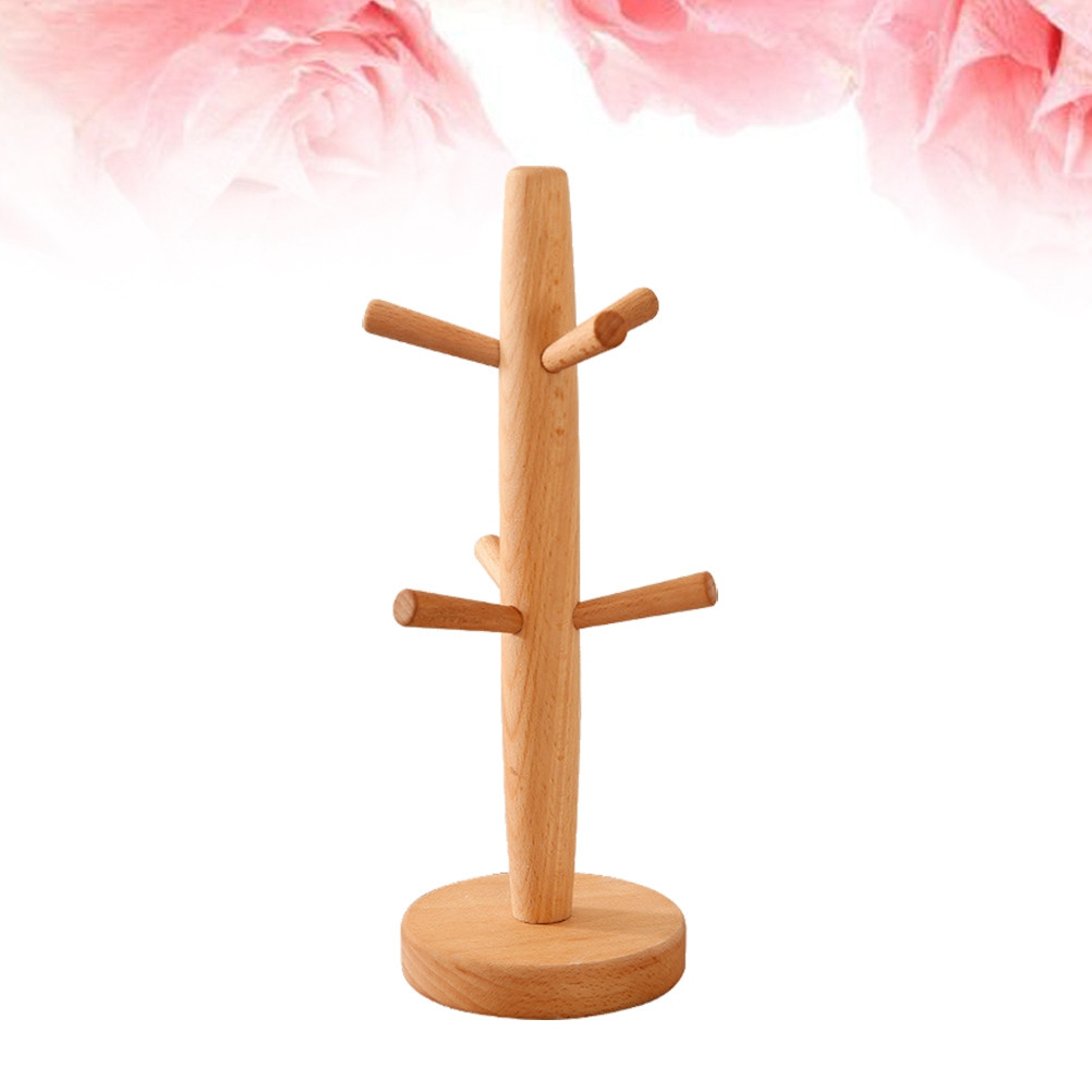 Coffee Tea Cup - Beech Solid Mug Rack Tree Natural