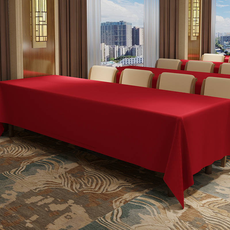 Coffee Tea Festival - Big red wedding tablecloth tea table