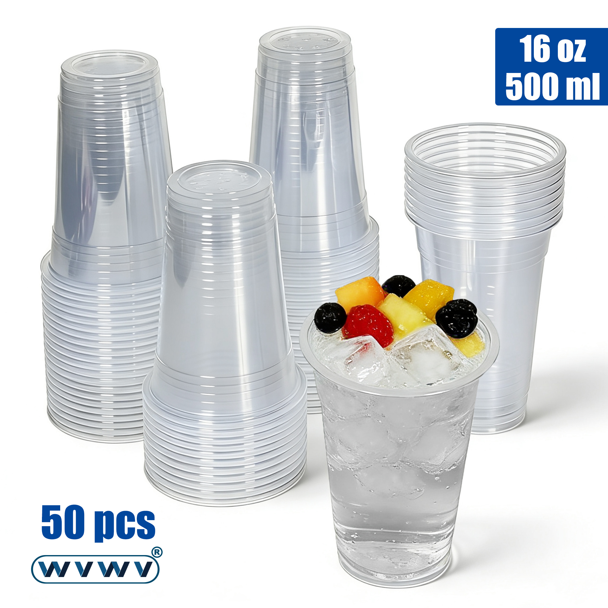 Coffee Tea Festival - 50Pcs 16Oz/500Ml Transparent Milk Tea and