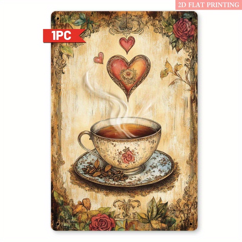 Coffee Tea Cup - 2D Flat, 1pc Vintage Coffee Cup