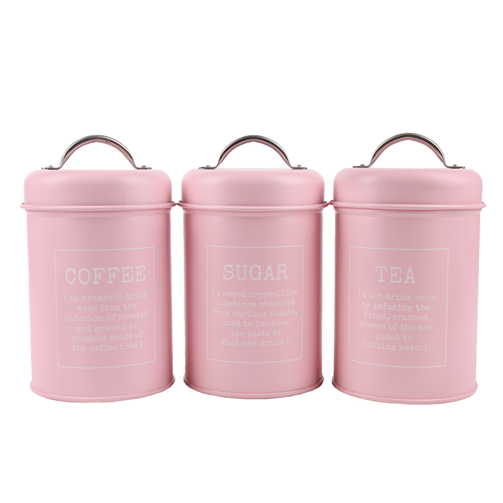 Coffee Tea Sugar Container Set - Set of 3 Canister Iron Kitchen