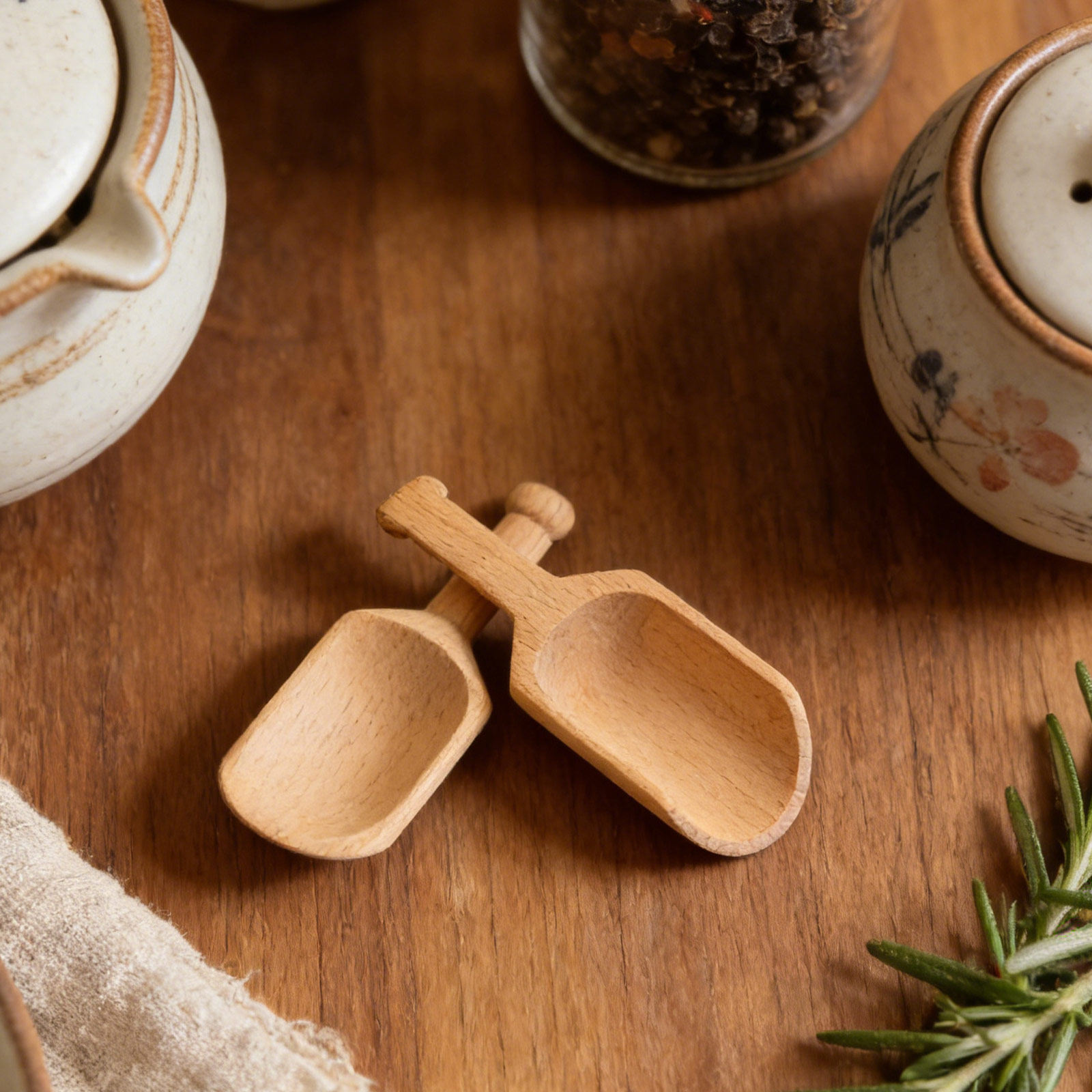 2Pcs Natural Beech Wood Spoons - Coffee Tea And Bean Leaf บทวิจารณ์และราคา