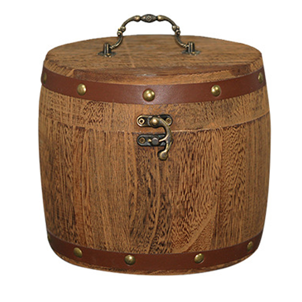 Wooden Tea Wood Barrel Caniste - Coffee Tea And Bean Leaf บทวิจารณ์และราคา