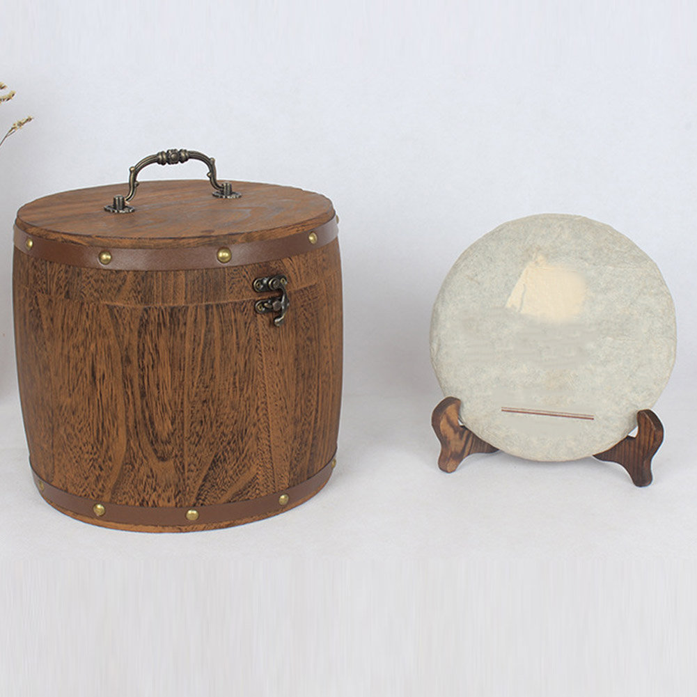 Wooden Tea Wood Barrel Caniste - Coffee Tea And Bean Leaf บทวิจารณ์และราคา