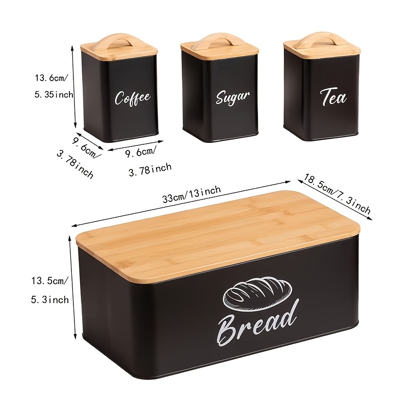 Set Of 4pcs, Kitchen Bread, Co - Coffee Tea Sugar Container Set บทวิจารณ์และราคา