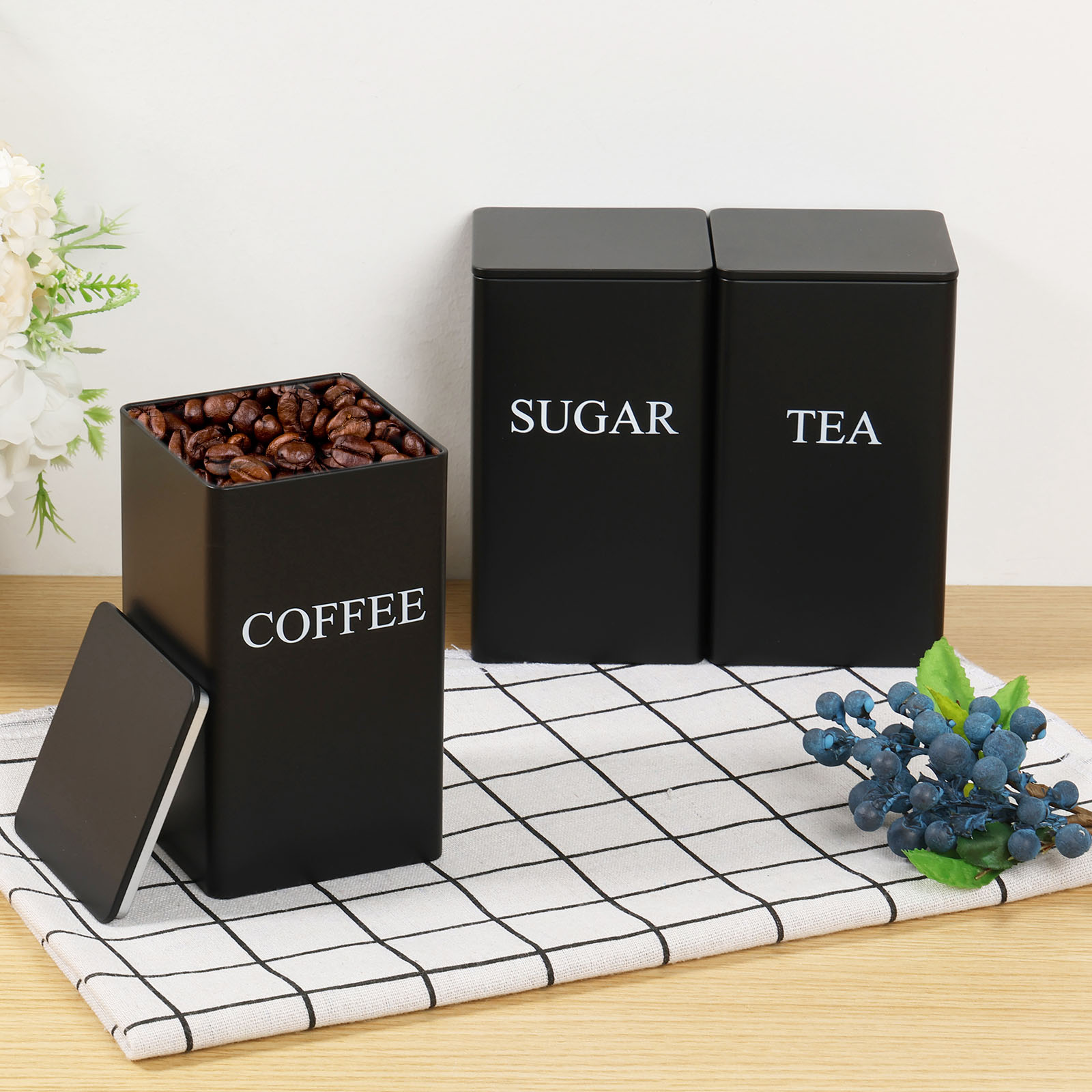 3Pcs Coffee Bean Storage Canis - Coffee Tea Sugar Container Set บทวิจารณ์และราคา