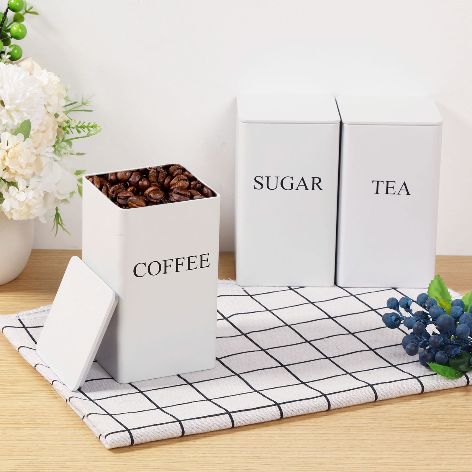 3Pcs Coffee Bean Storage Canis - Coffee Tea Sugar Container Set บทวิจารณ์และราคา