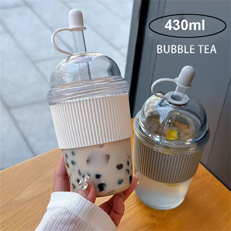 430ML Straw Cup With Lid Bubbl - Coffee Tea Boba บทวิจารณ์และราคา