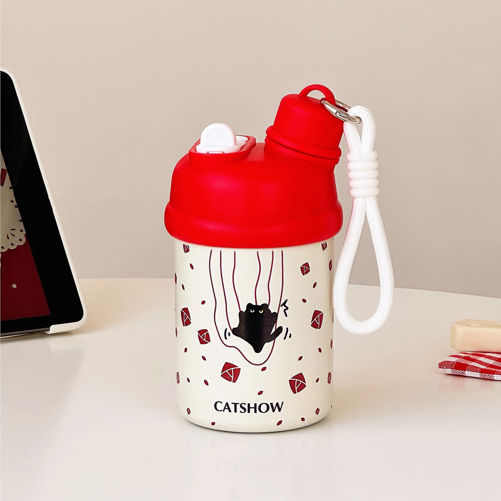 Kawaii Cat Bow Thermos Bottle  - Coffee Tea Boba บทวิจารณ์และราคา