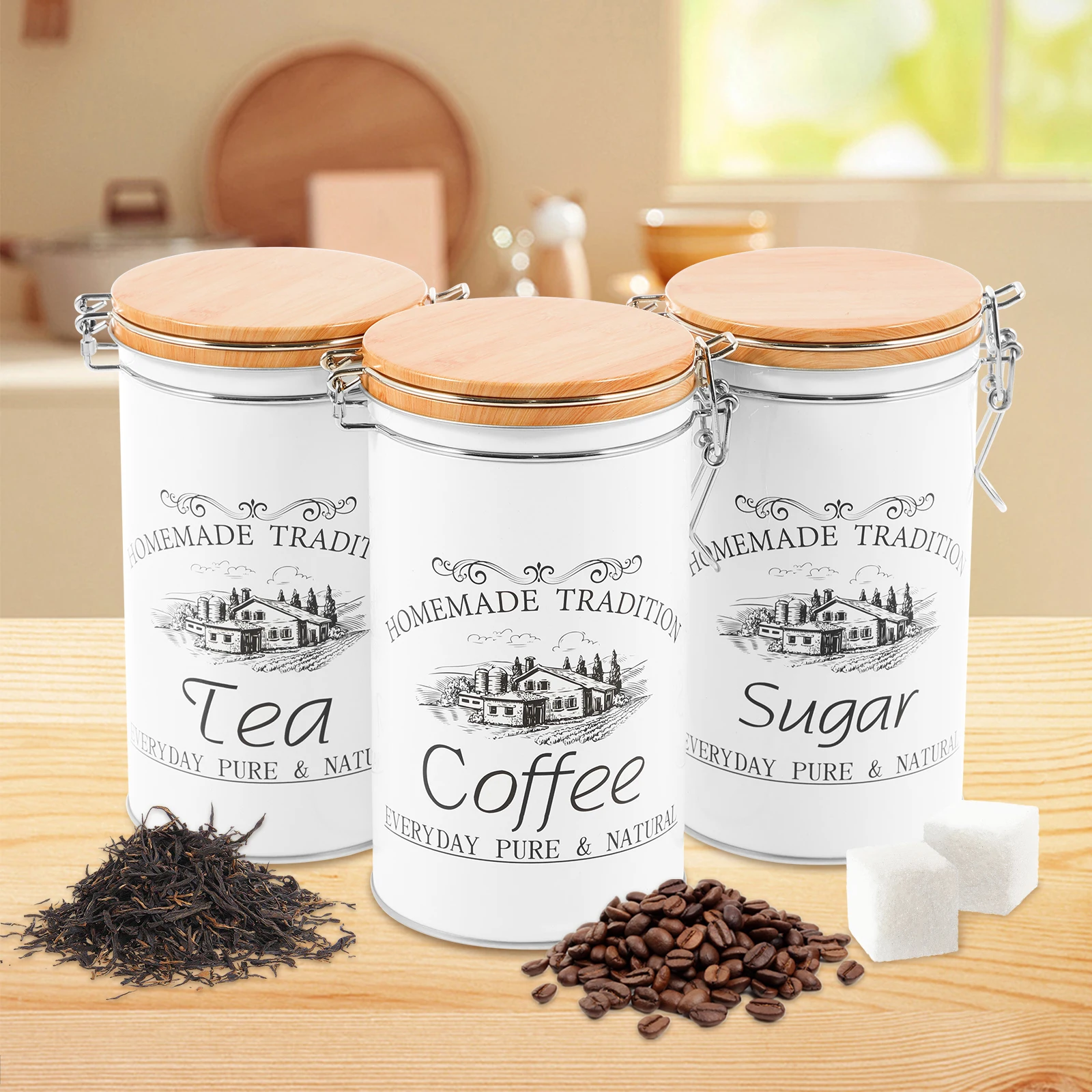 3Pcs/Set Tea Coffee Sugar Cani - Coffee Tea Sugar Container Set บทวิจารณ์และราคา