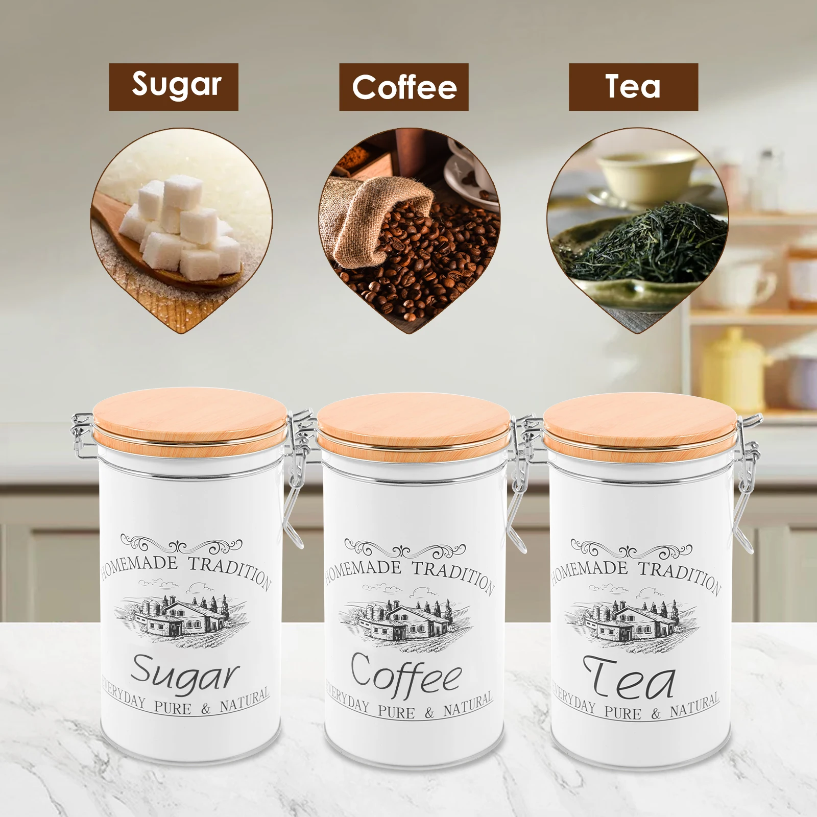 3Pcs/Set Tea Coffee Sugar Cani - Coffee Tea Sugar Container Set บทวิจารณ์และราคา