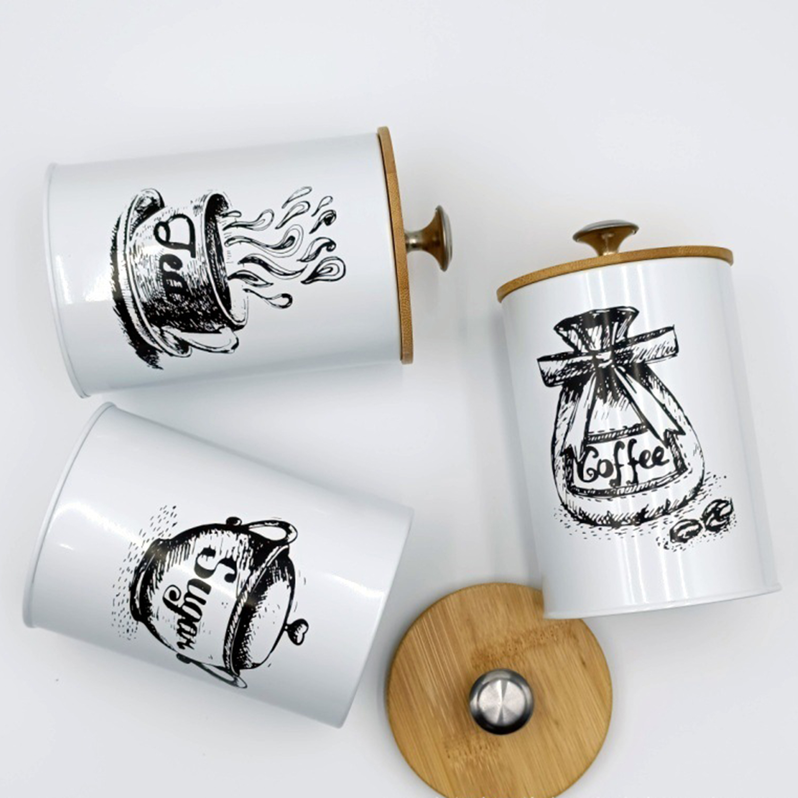 3Pcs Sealed Coffee Canister Se - Coffee Tea Sugar Container Set บทวิจารณ์และราคา