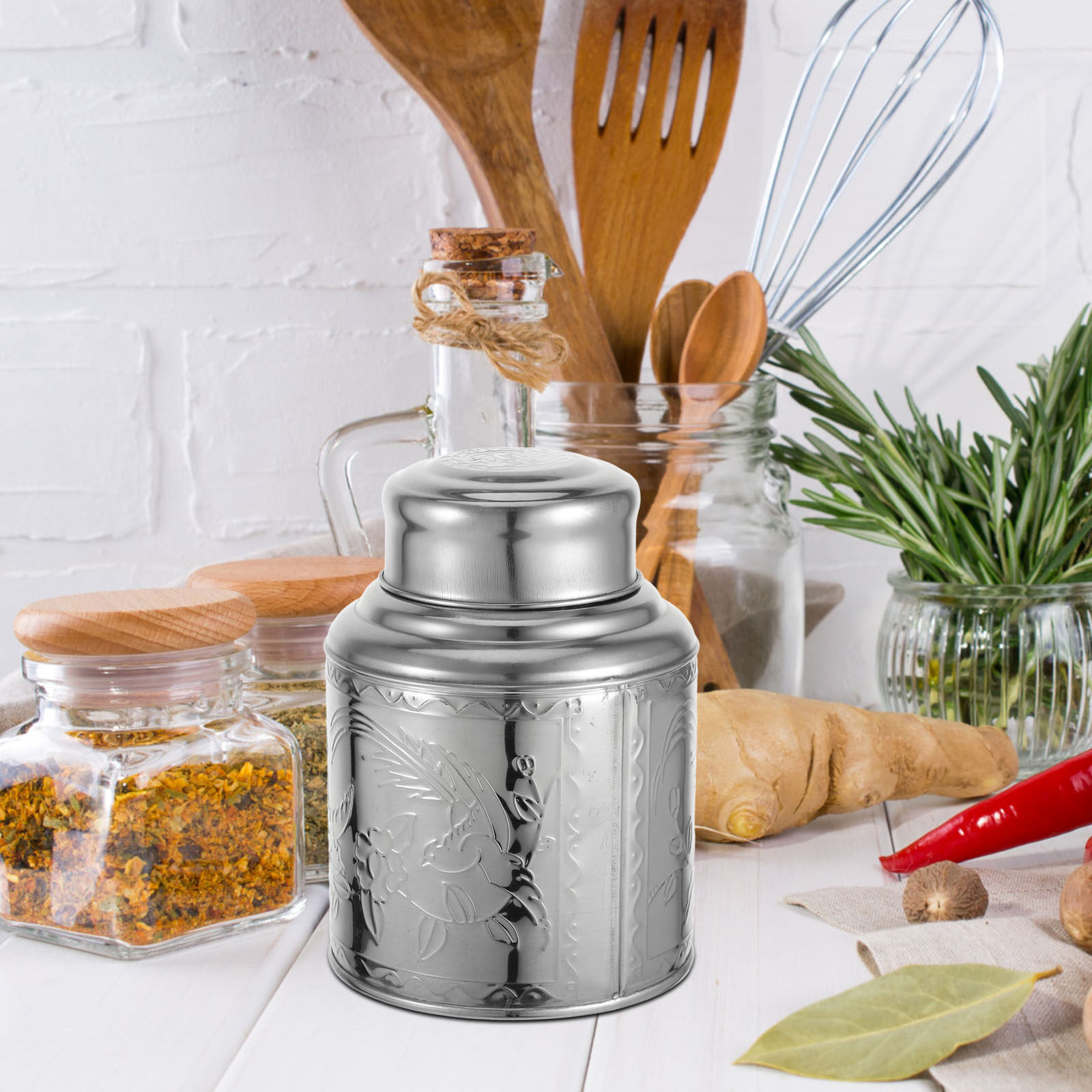 Stainless Steel Tea Canister A - Coffee Tea And Bean Leaf บทวิจารณ์และราคา