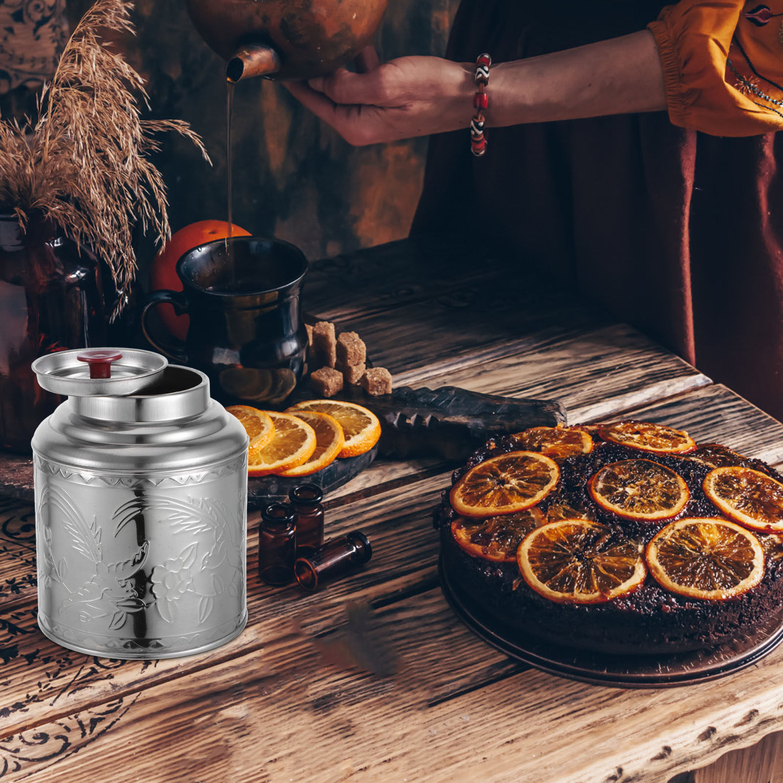 Stainless Steel Tea Canister A - Coffee Tea And Bean Leaf บทวิจารณ์และราคา