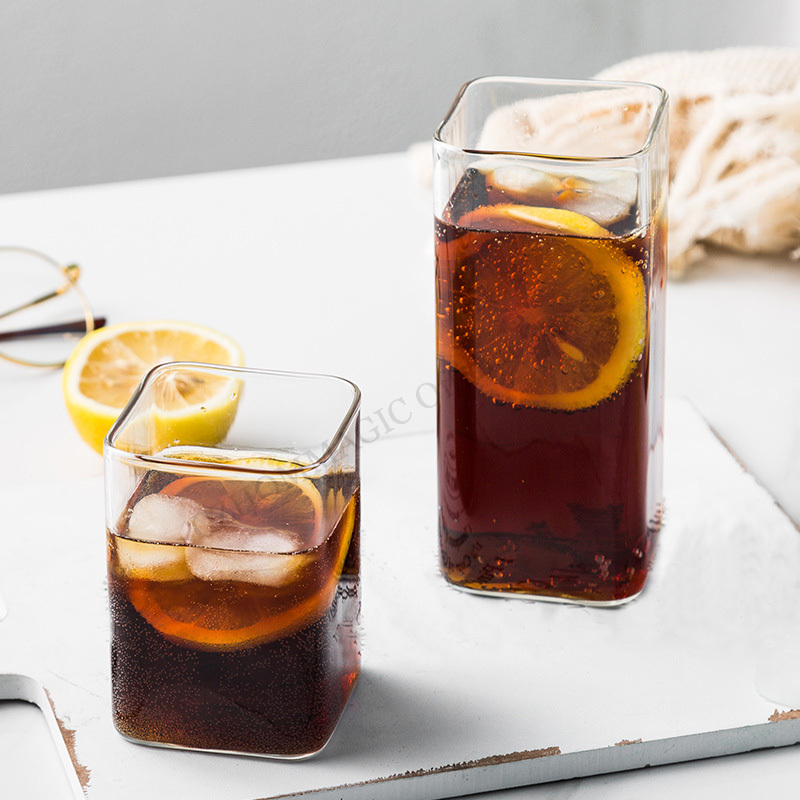 6/4/2/1Pcs Square Glass Cup Co - Coffee Tea Drinks บทวิจารณ์และราคา
