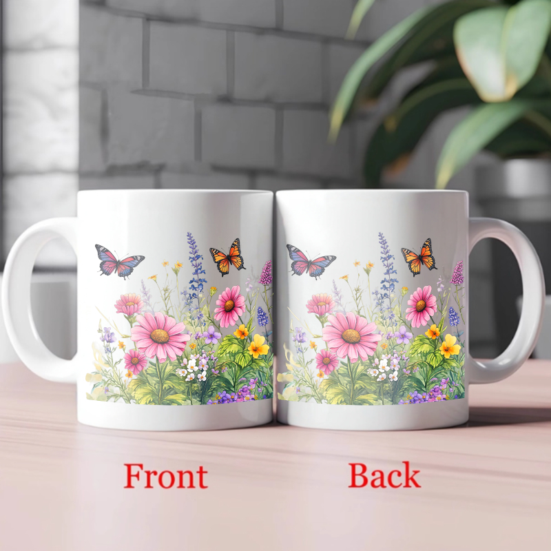 Ceramic cup white flower garde - Coffee Tea Gardens บทวิจารณ์และราคา