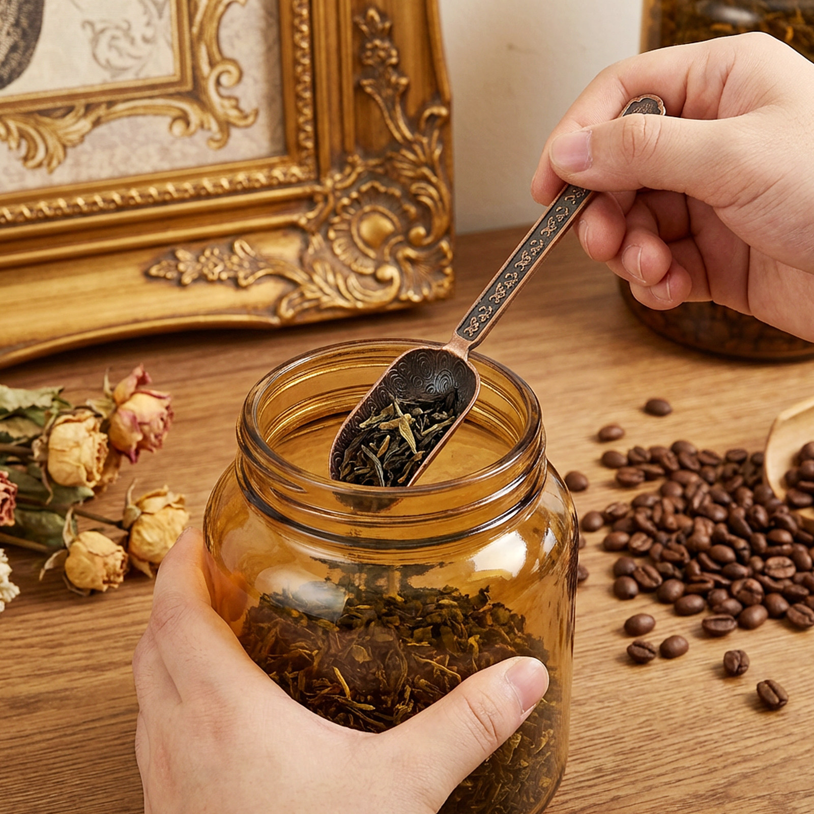 Copper Zinc Retro Loose Leaf T - Coffee Tea And Bean Leaf บทวิจารณ์และราคา