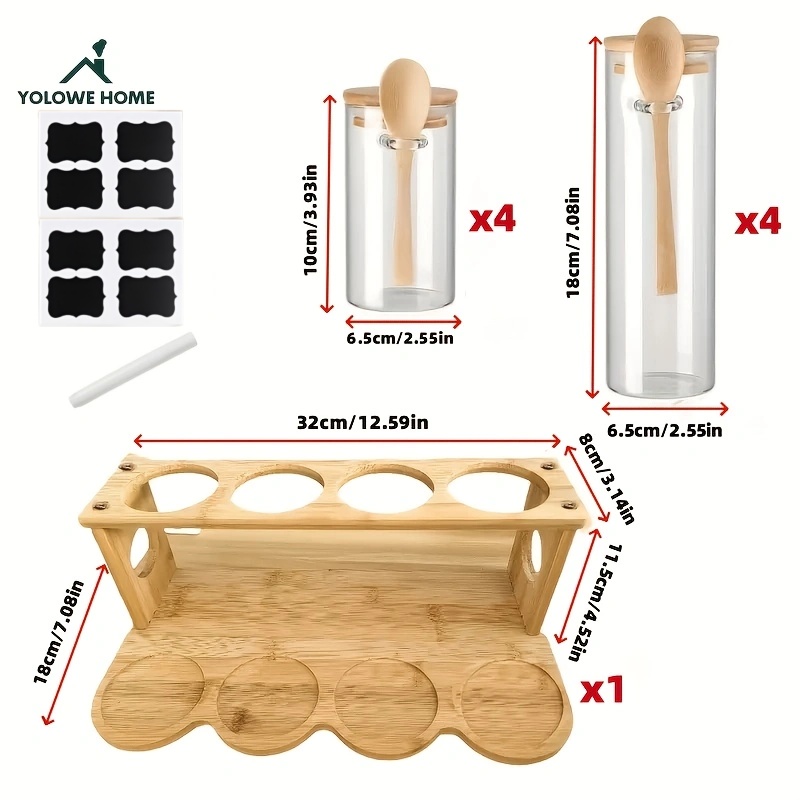 8-Piece Glass Storage Containe - Coffee Tea Sugar Container Set บทวิจารณ์และราคา