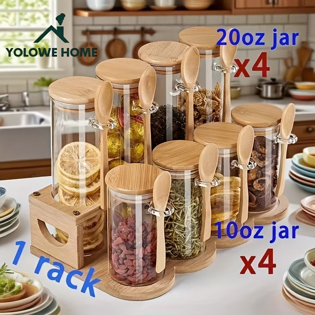 8-Piece Glass Storage Containe - Coffee Tea Sugar Container Set บทวิจารณ์และราคา