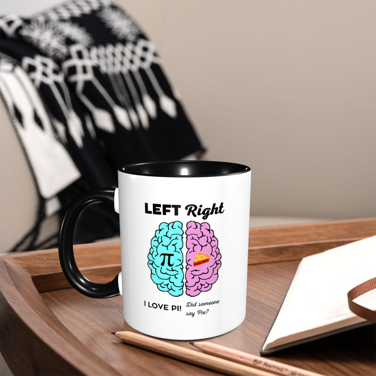 Left Right Brain Hemisphere Pi - Coffee Tea Joke บทวิจารณ์และราคา
