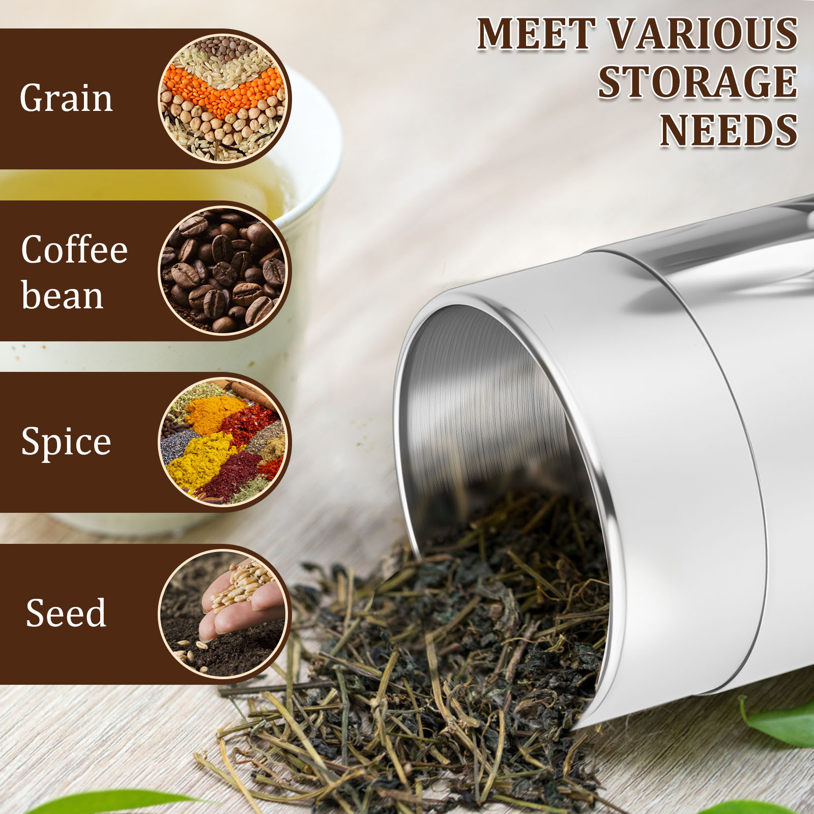 Stainless Steel Tea Leaf Tins  - Coffee Tea And Bean Leaf บทวิจารณ์และราคา