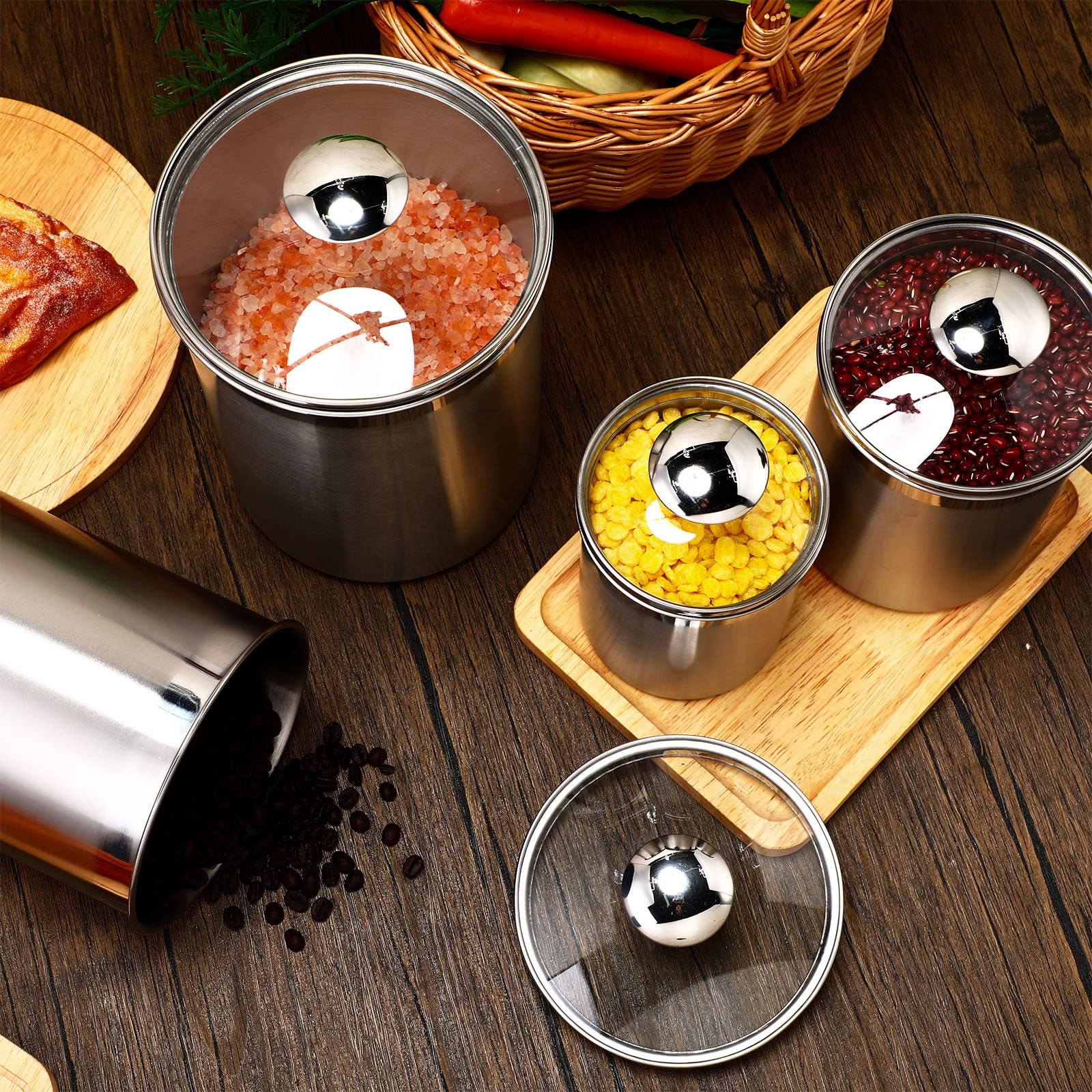 Food Storage Containers Tea Co - Coffee Tea Sugar Container Set บทวิจารณ์และราคา