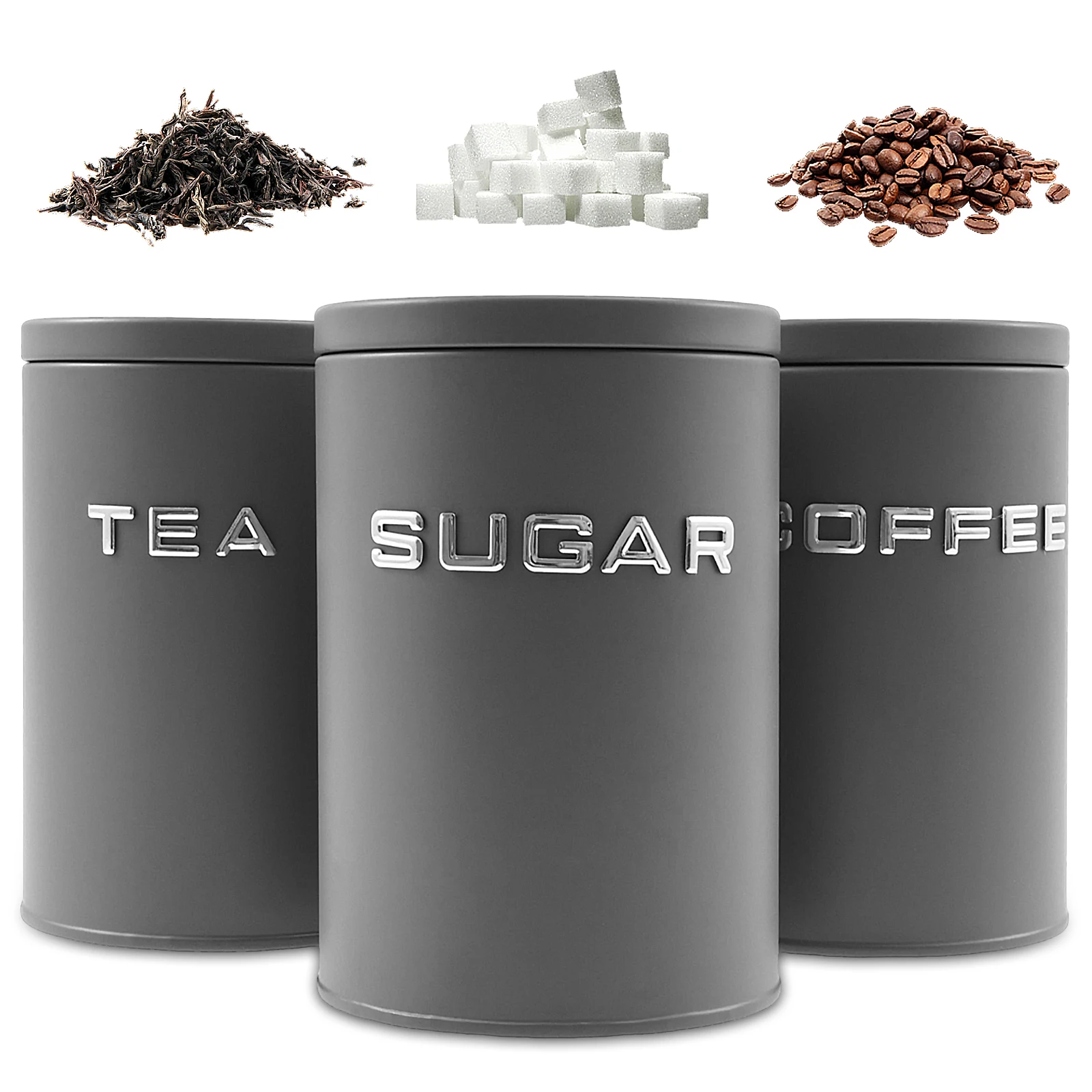 3 Pcs Tea Coffee Sugar Caniste - Coffee Tea Sugar Container Set บทวิจารณ์และราคา