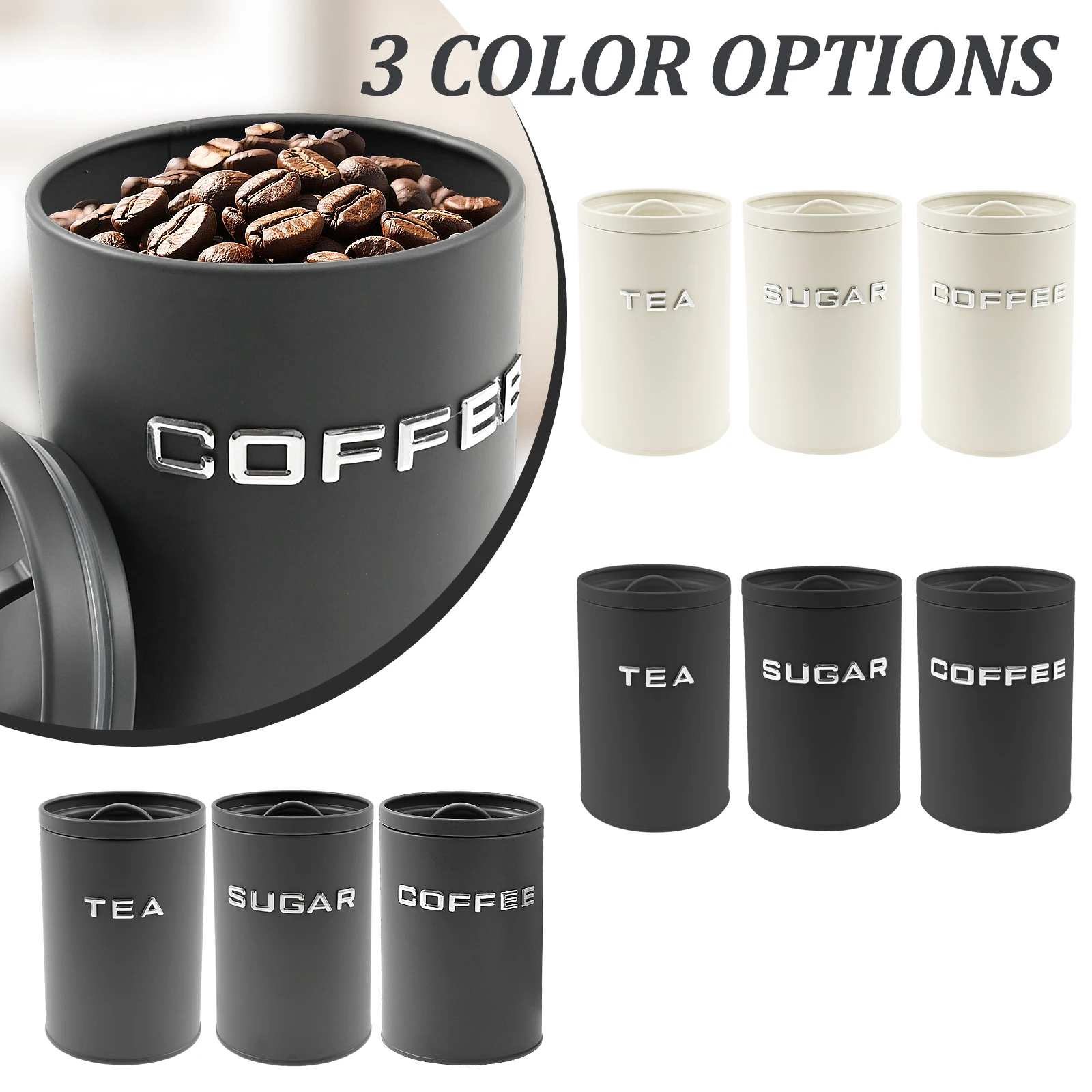 3 Pcs Tea Coffee Sugar Caniste - Coffee Tea Sugar Container Set บทวิจารณ์และราคา