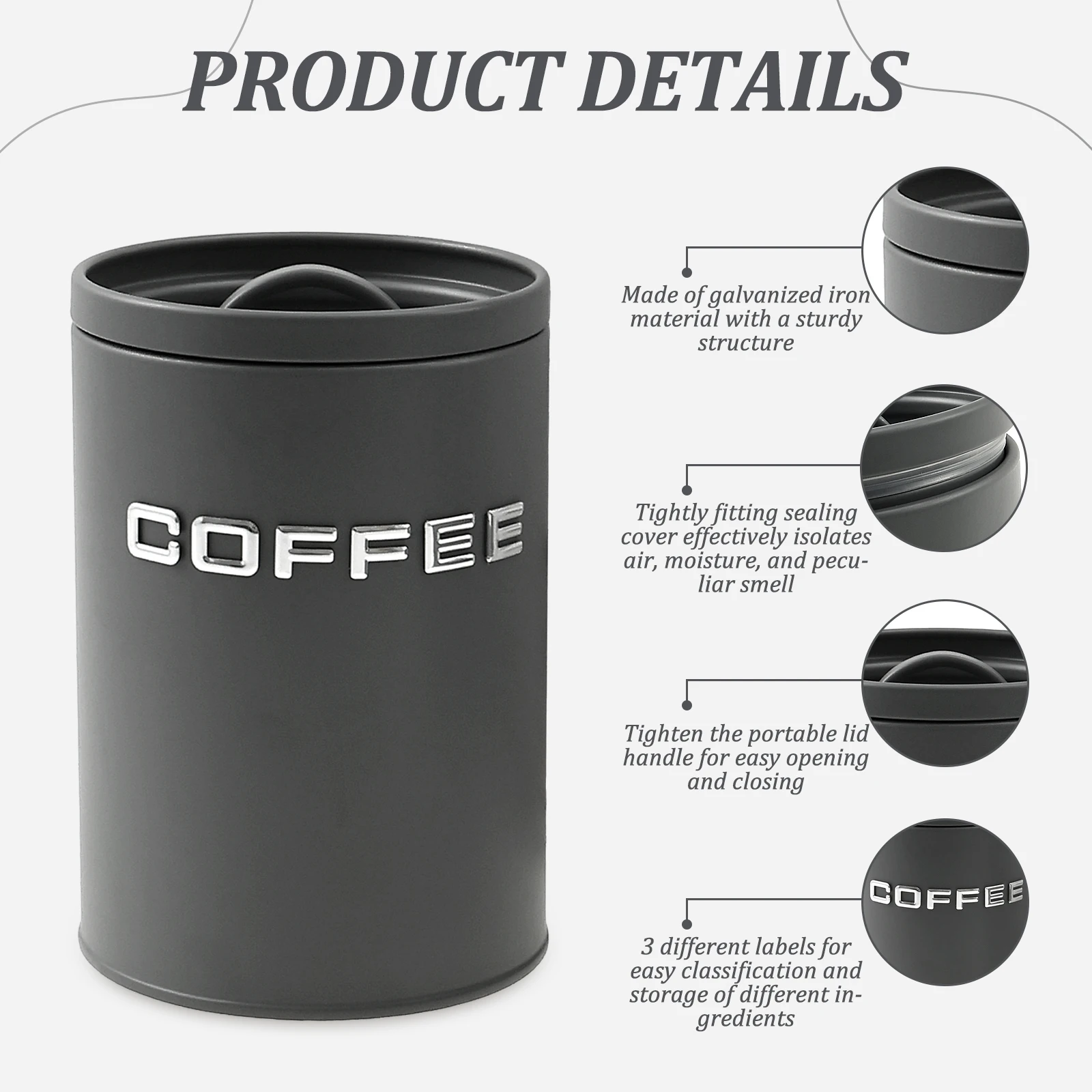 3 Pcs Tea Coffee Sugar Caniste - Coffee Tea Sugar Container Set บทวิจารณ์และราคา