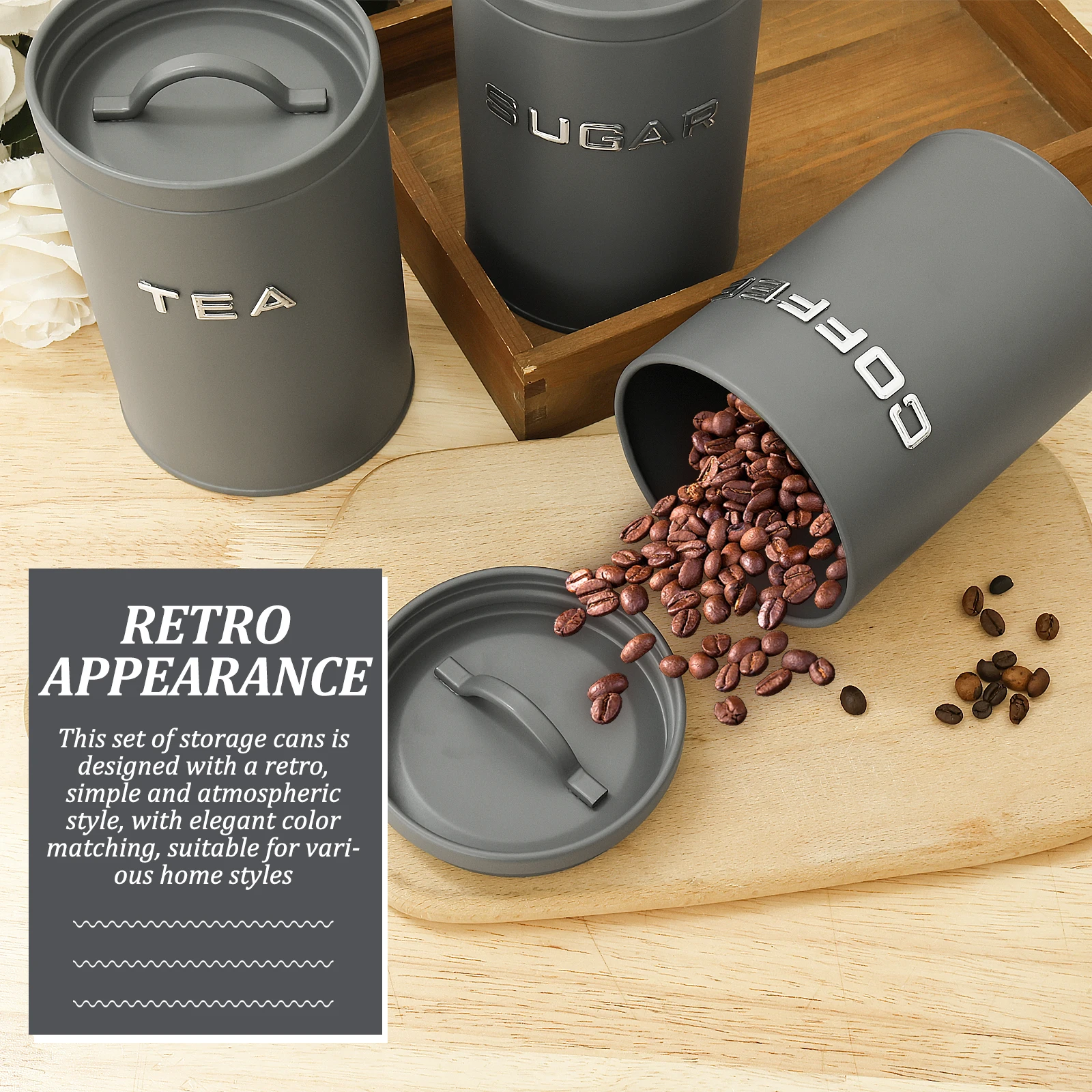 3 Pcs Tea Coffee Sugar Caniste - Coffee Tea Sugar Container Set บทวิจารณ์และราคา