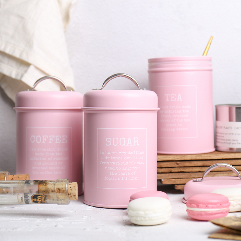 Set of 3 Canister Iron Kitchen - Coffee Tea Sugar Container Set บทวิจารณ์และราคา