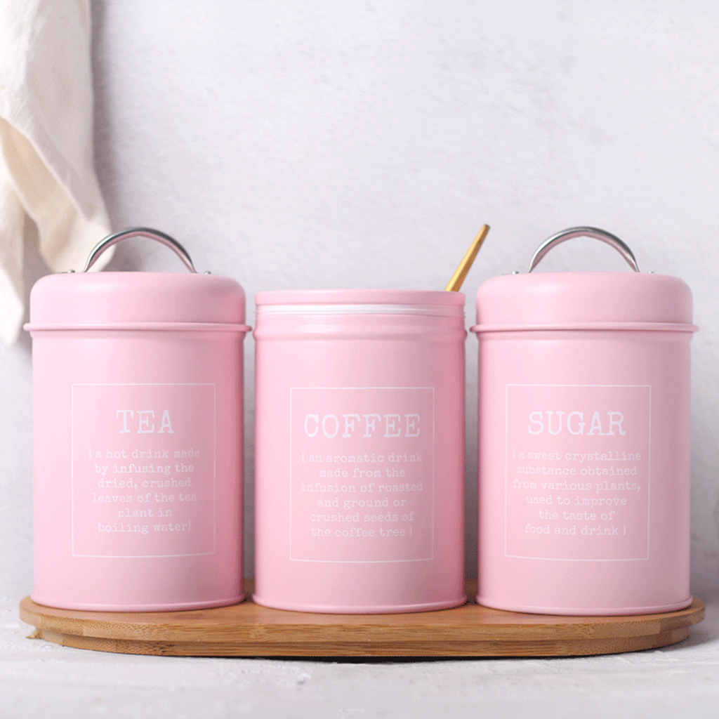 Set of 3 Canister Iron Kitchen - Coffee Tea Sugar Container Set บทวิจารณ์และราคา