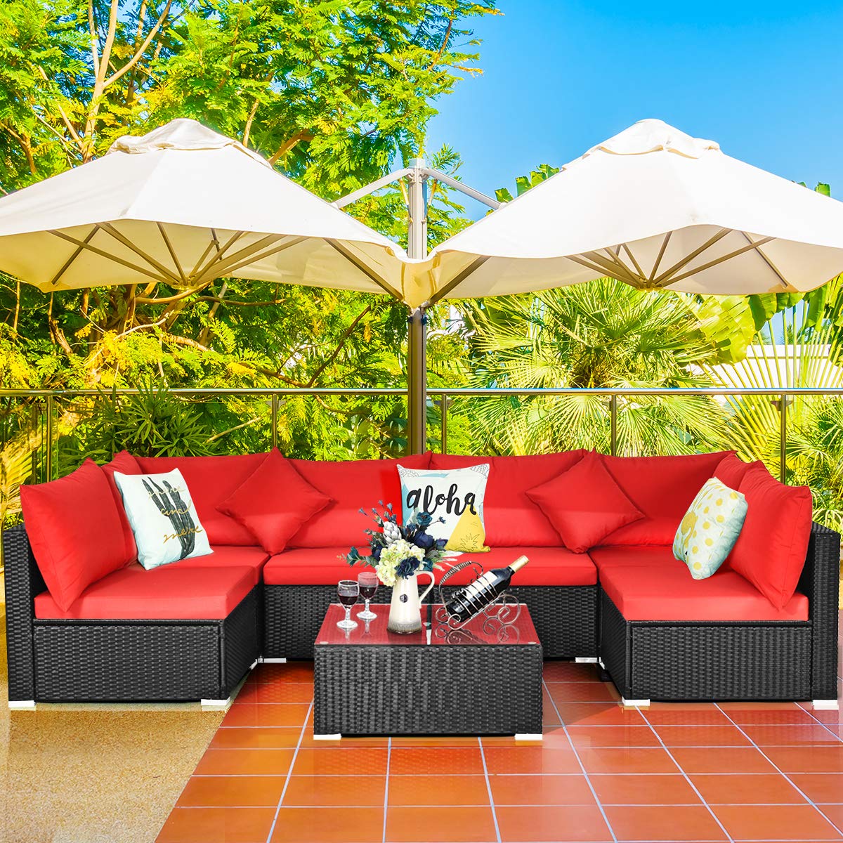 7 Pieces Patio Furniture Set,  - Coffee Tea Gardens บทวิจารณ์และราคา