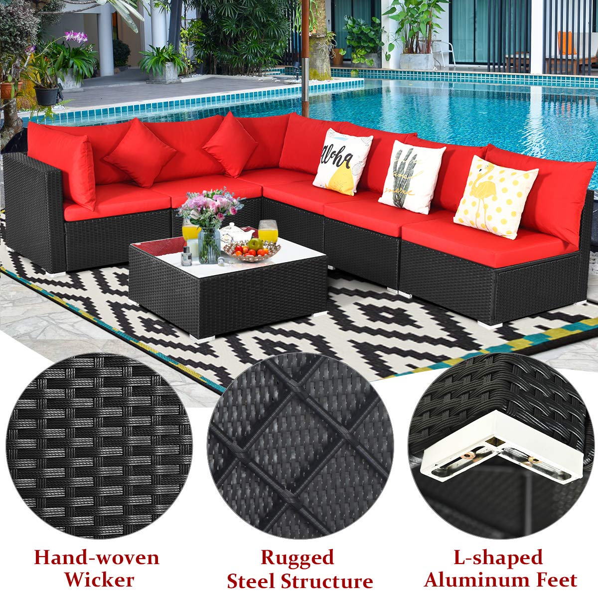 7 Pieces Patio Furniture Set,  - Coffee Tea Gardens บทวิจารณ์และราคา