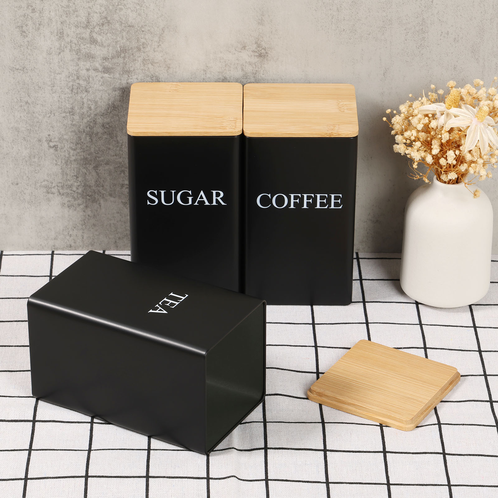 Coffee Bean Storage Jar Metal  - Coffee Tea Sugar Container Set บทวิจารณ์และราคา