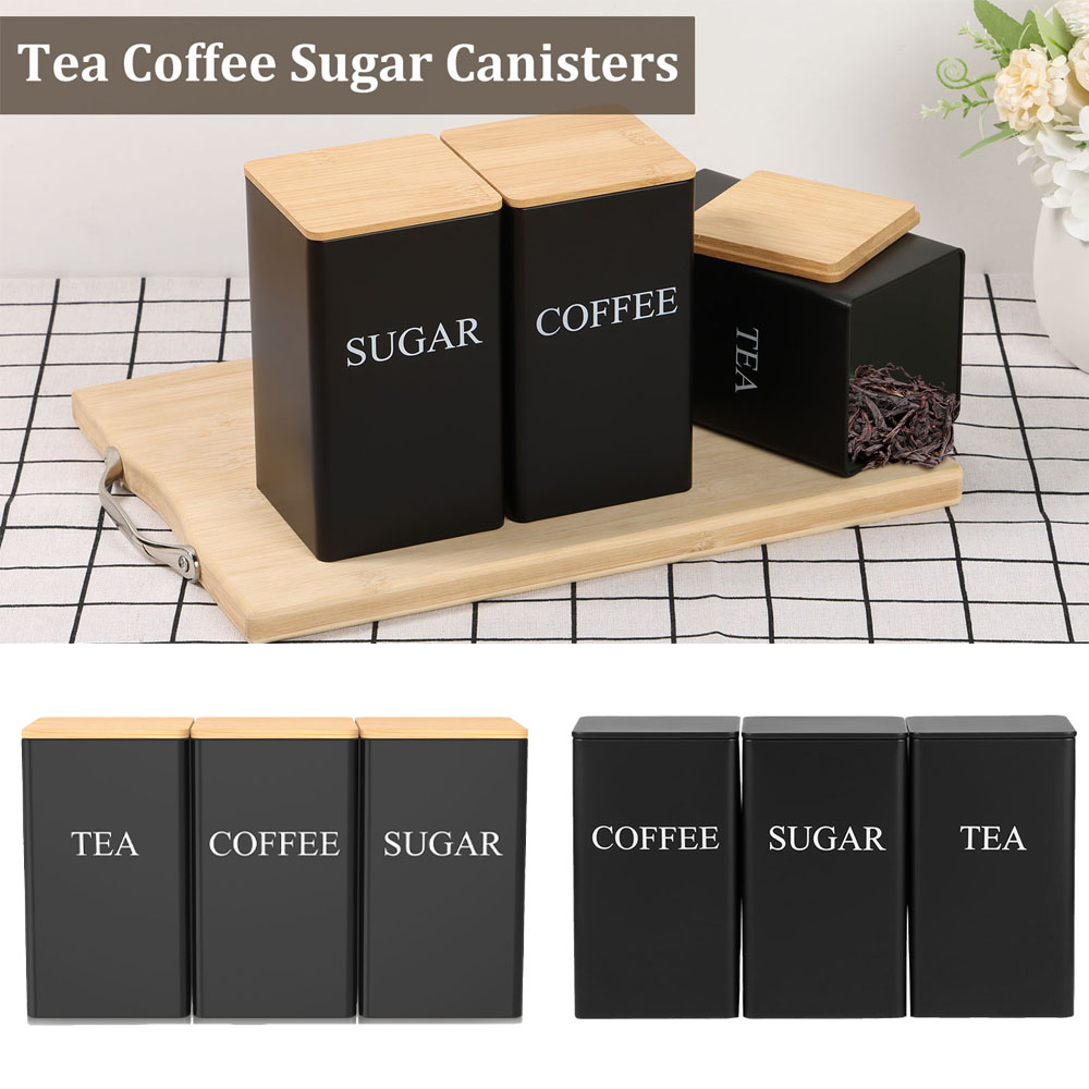 Coffee Bean Storage Jar Metal  - Coffee Tea Sugar Container Set บทวิจารณ์และราคา