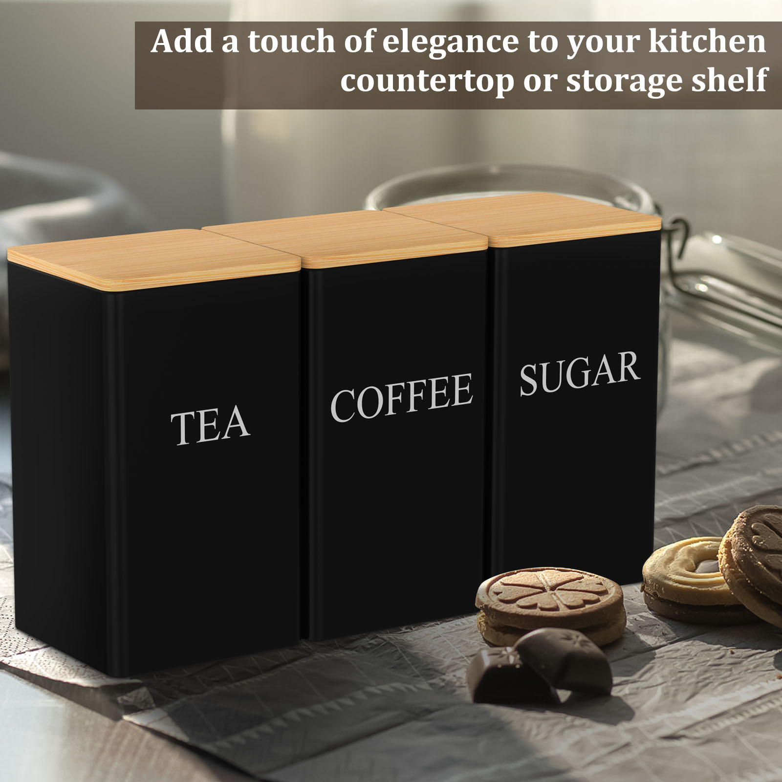 Coffee Bean Storage Jar Metal  - Coffee Tea Sugar Container Set บทวิจารณ์และราคา