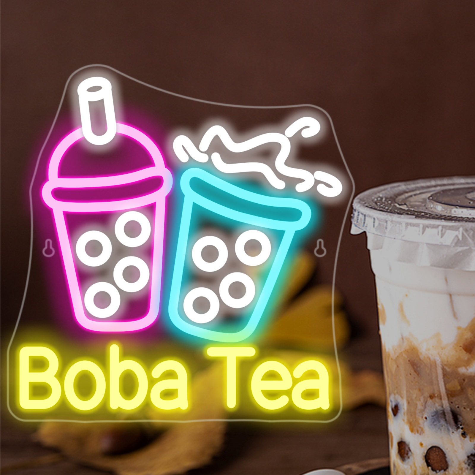 Bubble Tea Neon Light Colorful - Coffee Tea Boba บทวิจารณ์และราคา